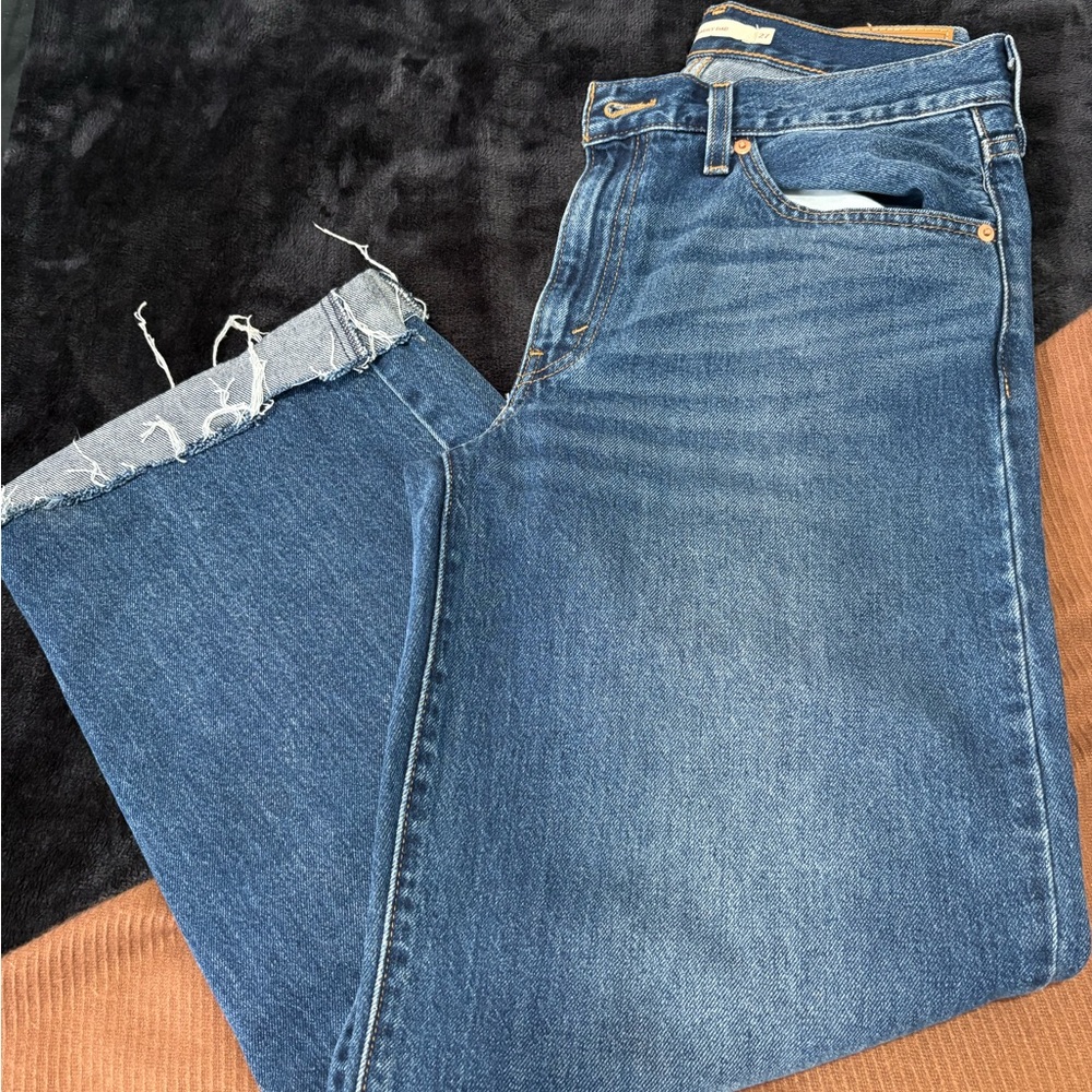 LEVI Dark Blue Denim Baggy Dad Jeans